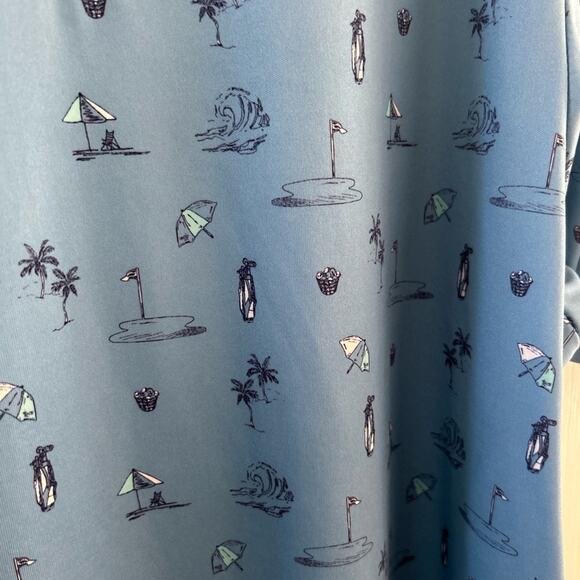 PGA Tour Blue Ocean Beach Golf Print Polo - Picture 4 of 8